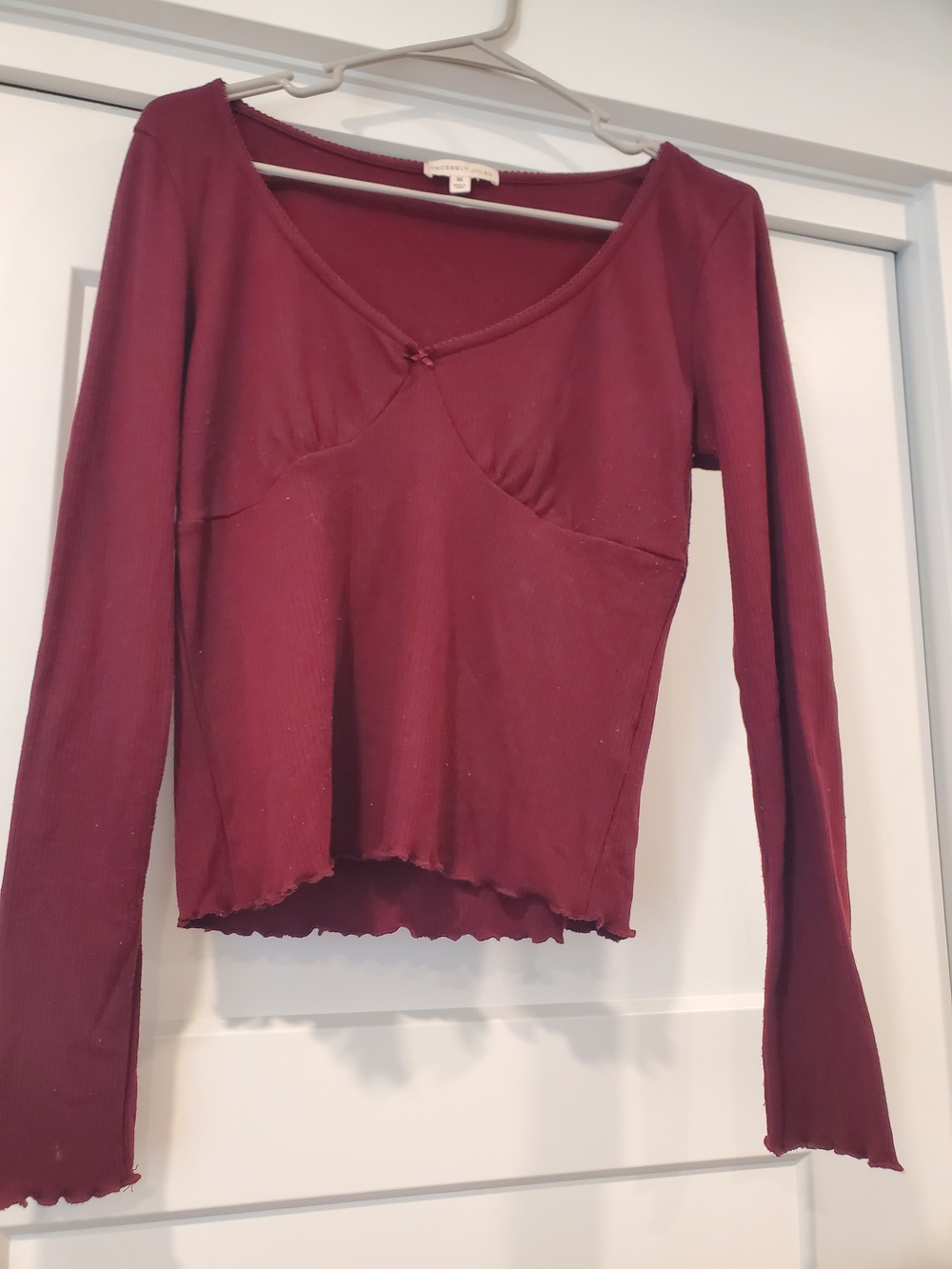 Women's Burgundy Long-Sleeve Top